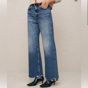 Reformation Cary High Rise Slouchy Wide Leg Cropped - Rigid Denim  size 26 NWT